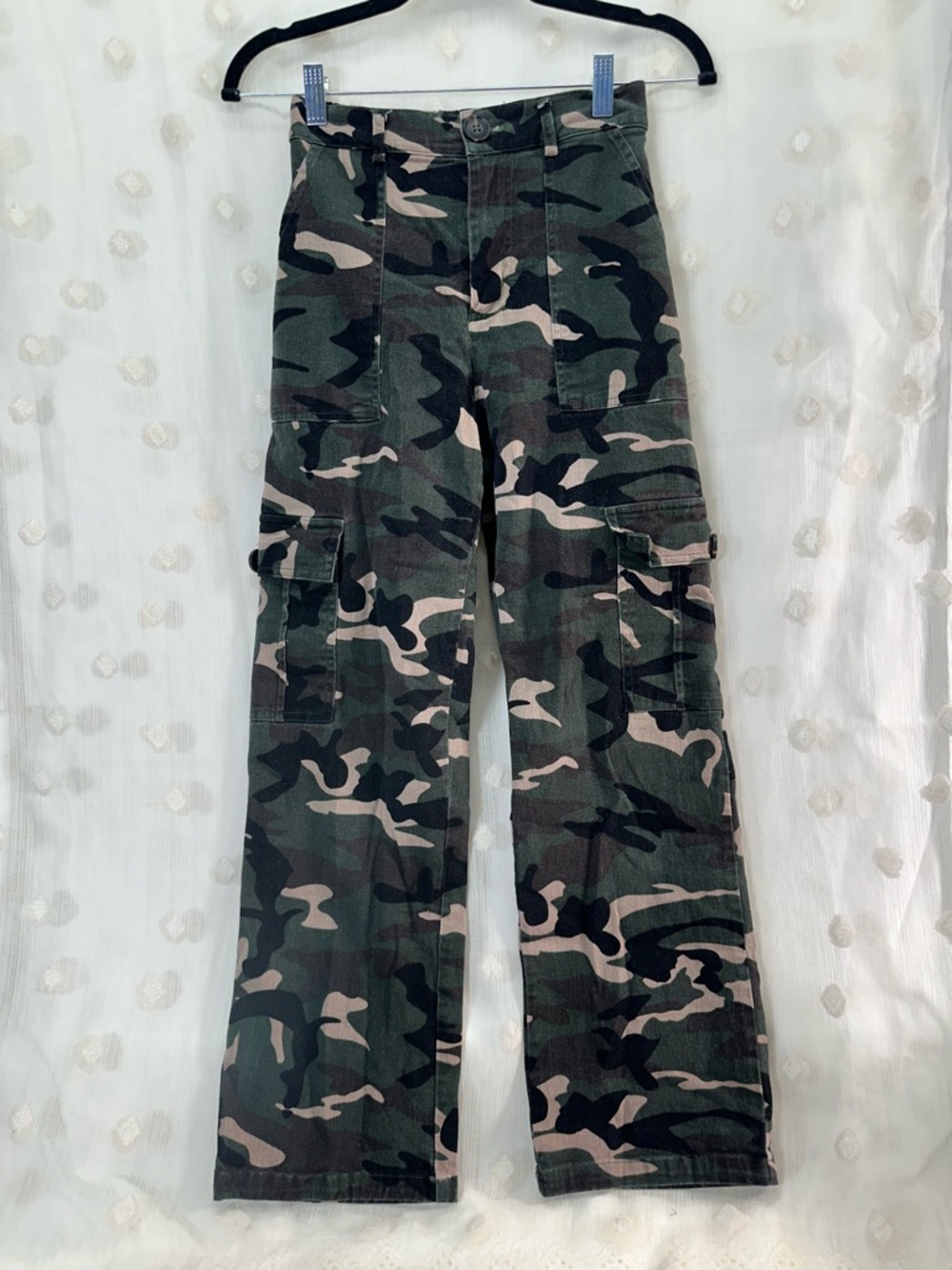Lepunuo Women’s Elastic Waist Wide Leg Camo Cargo Pants Size XS